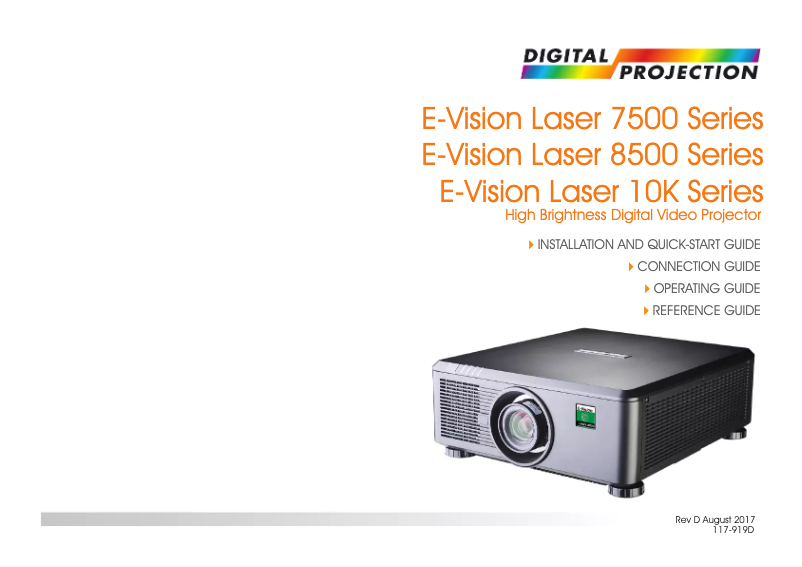 Page 1 de la notice Manuel utilisateur Digital Projection E-Vision Laser 8500