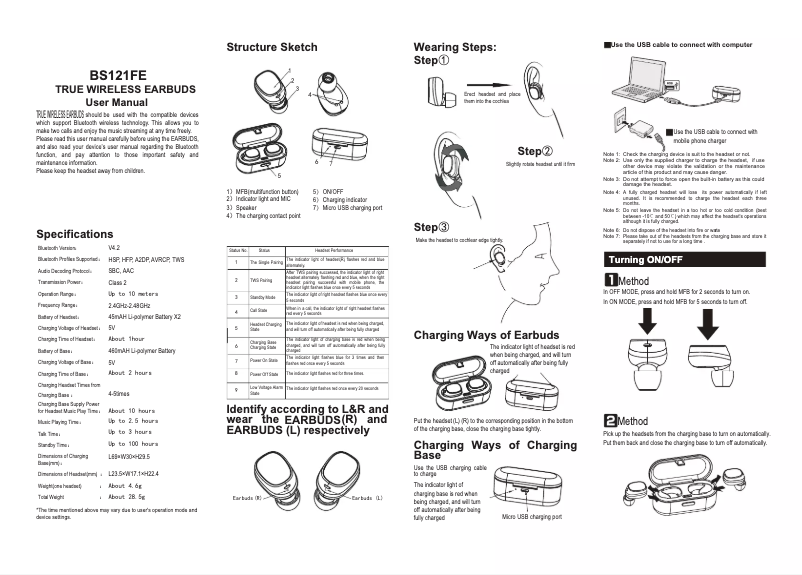 Page n°1 - Manuel utilisateur Swingson BS121FE