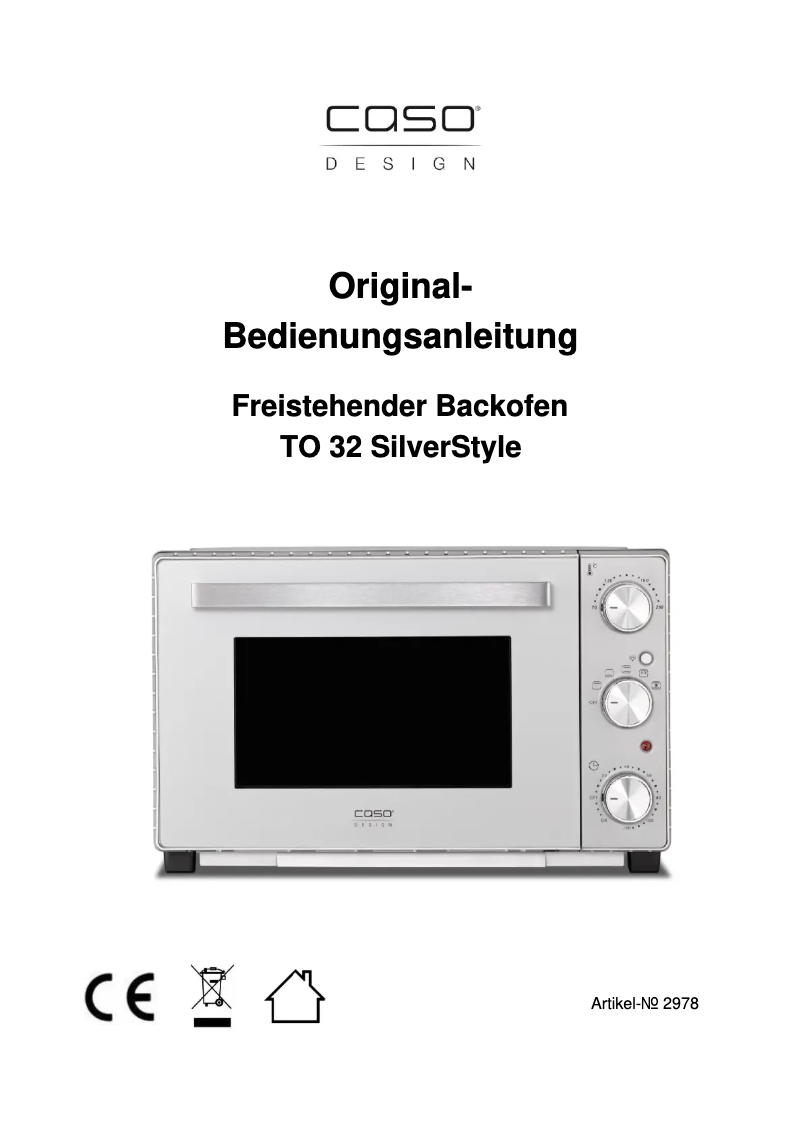 Page 1 de la notice Manuel utilisateur Caso TO 32 SilverStyle