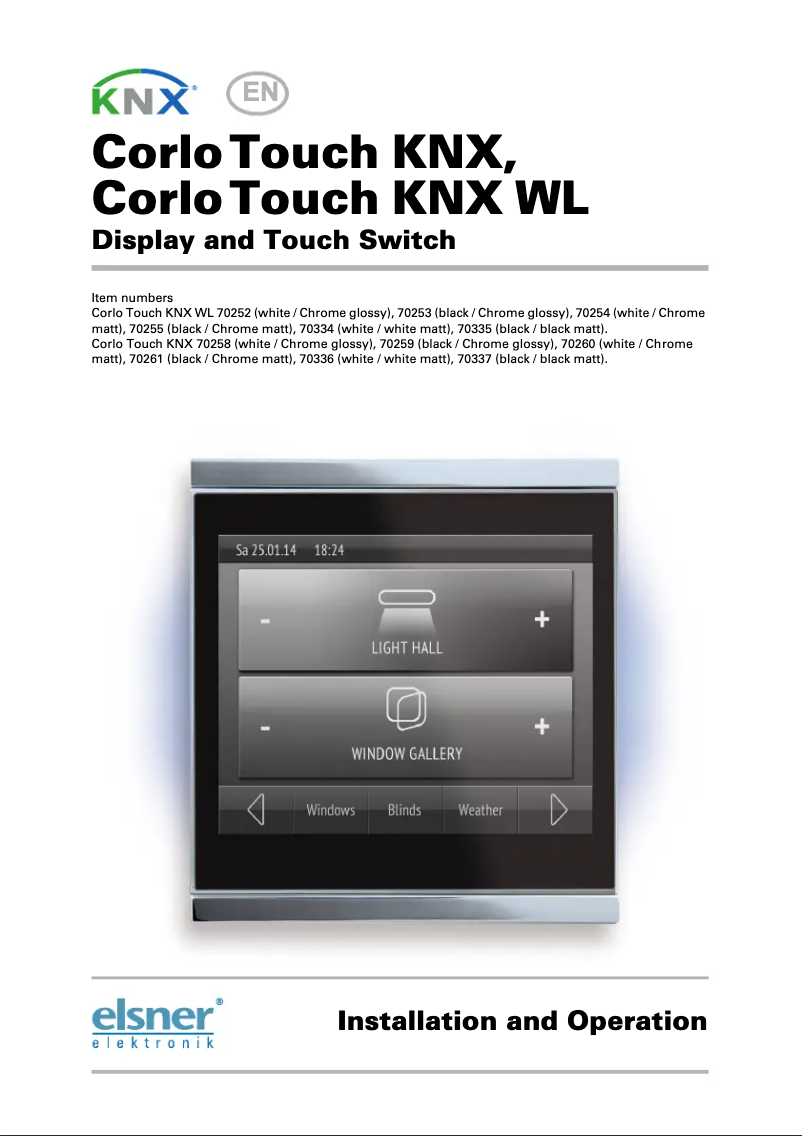 Image de la première page du manuel de l'appareil Corlo Touch KNX WL