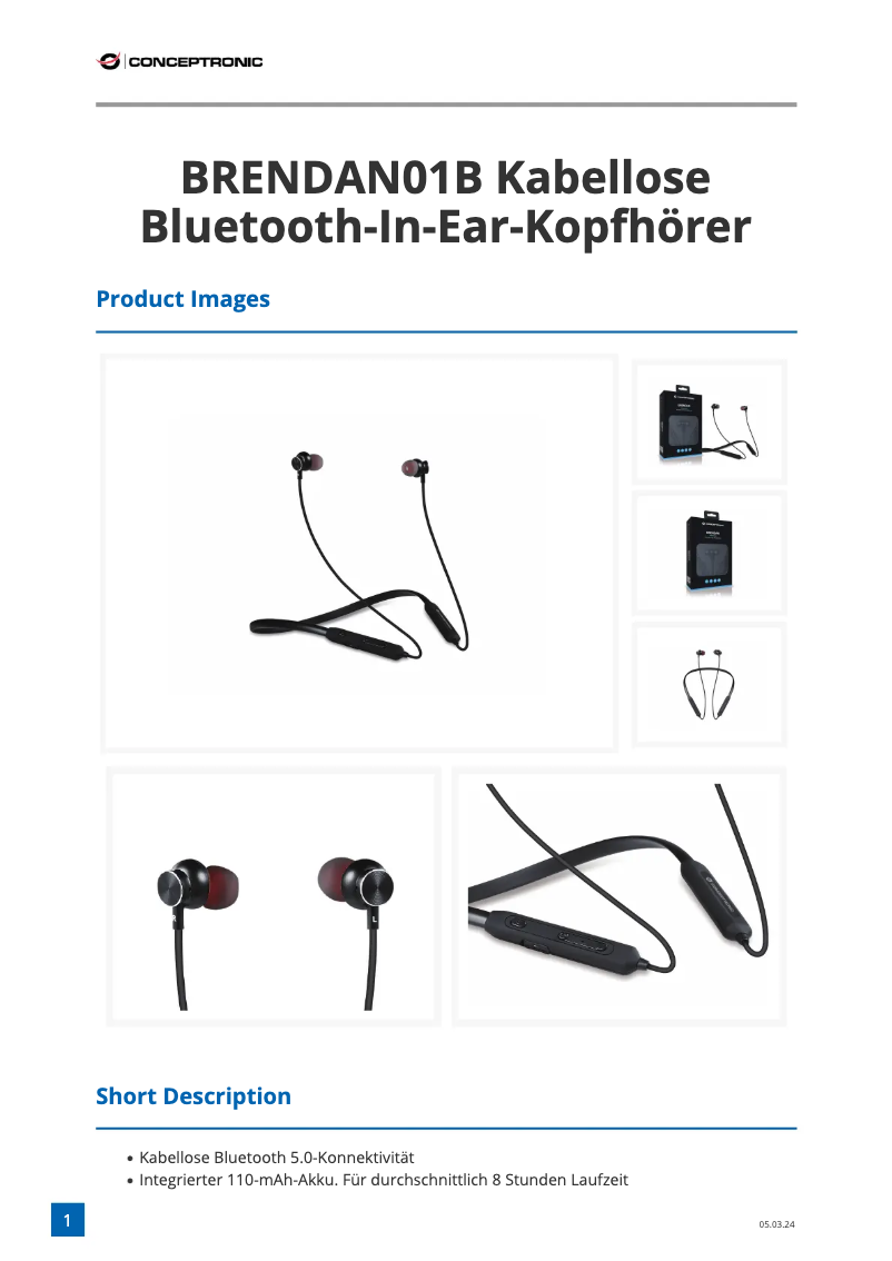 Page n°1 - Fiche technique Conceptronic BRENDAN01B