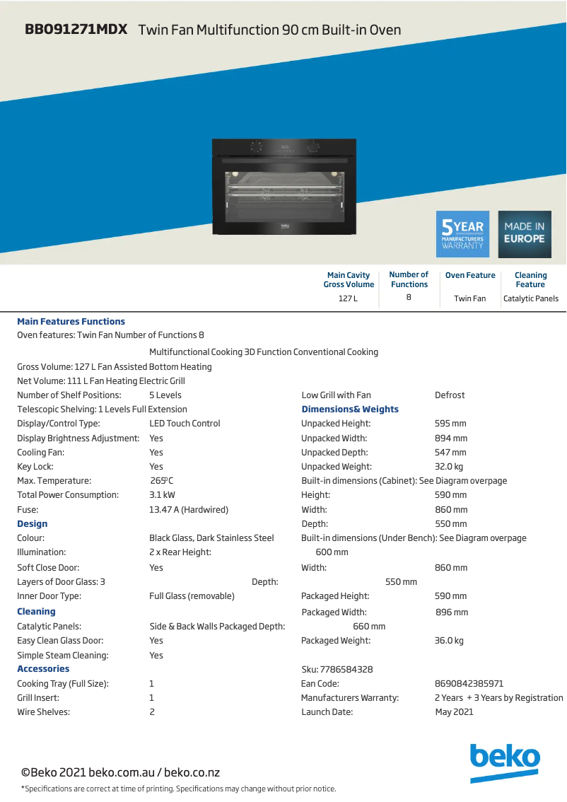 Image de la première page du manuel de l'appareil BBO91271MDX