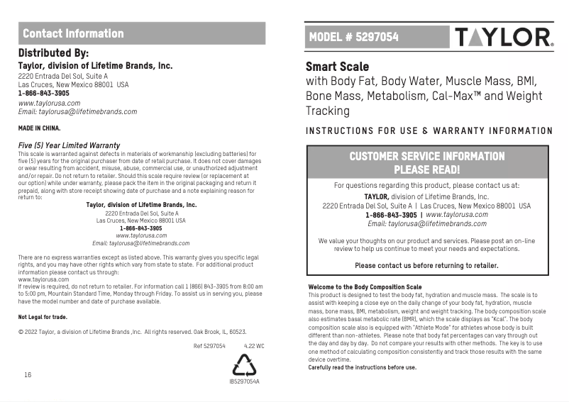 Image de la première page du manuel de l'appareil 5297054