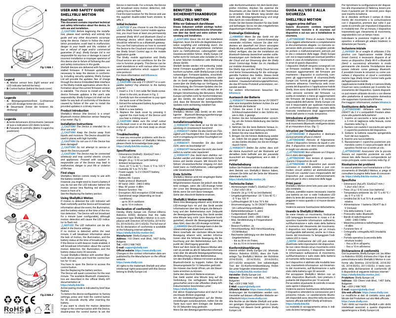 Page 1 de la notice Manuel utilisateur Shelly BLU Motion