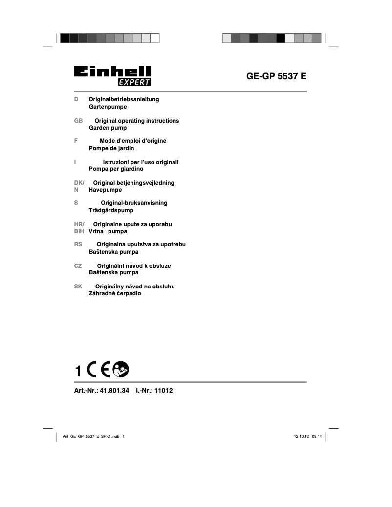 Page n°1 - Manuel utilisateur Einhell GE-GP 5537 E