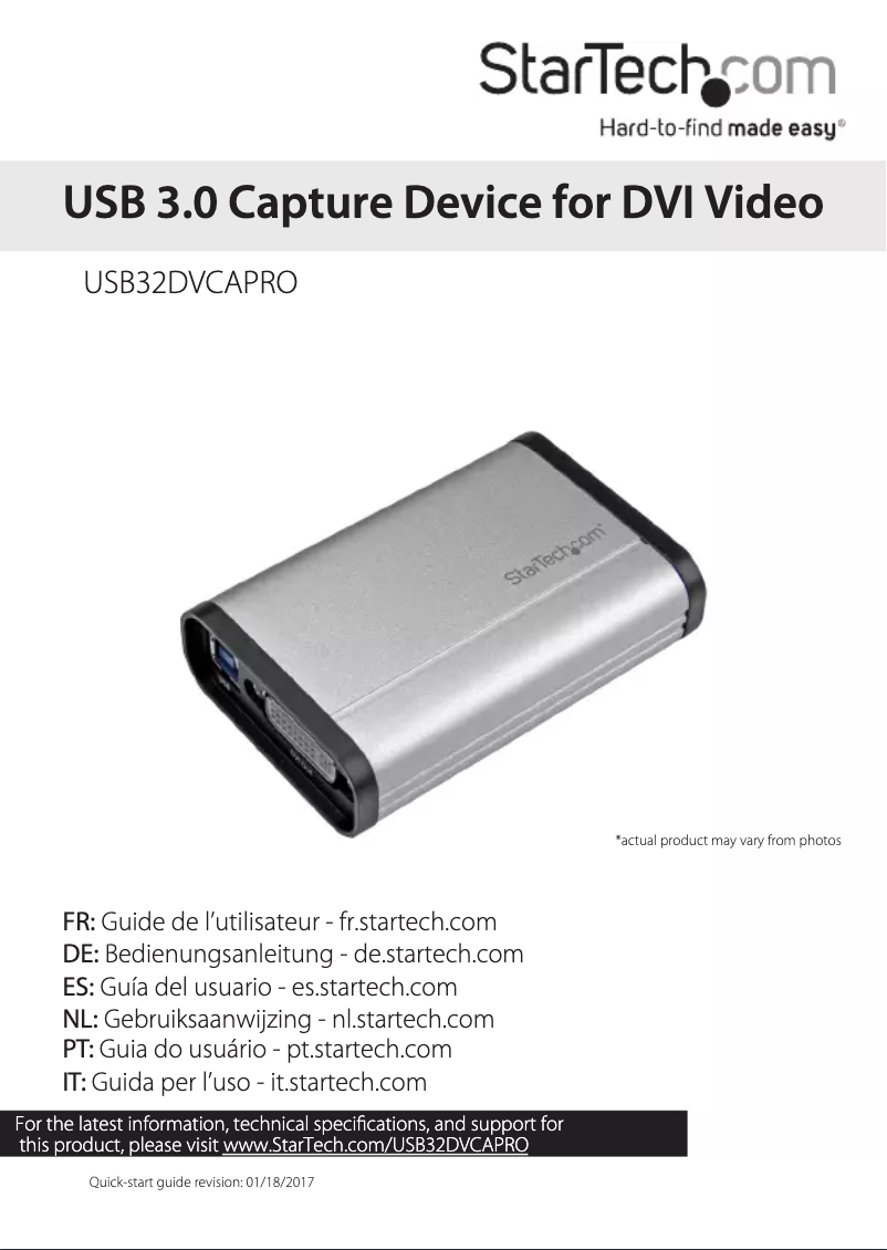 Page 1 de la notice Manuel utilisateur StarTech.com USB32DVCAPRO