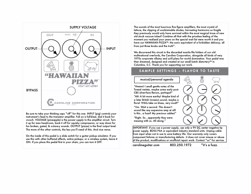 Image de la première page du manuel de l'appareil Hawaiian Pizza