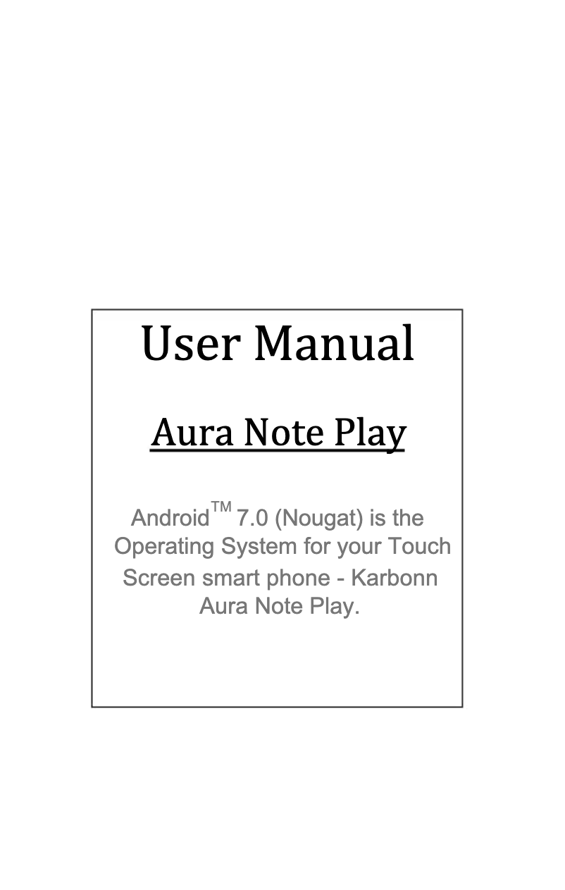 Image de la première page du manuel de l'appareil Aura Note Play