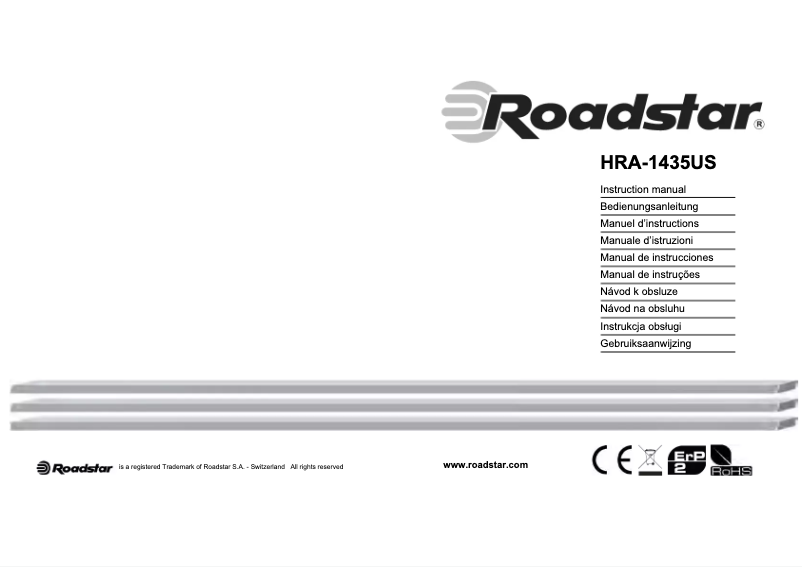 Page 1 de la notice Manuel utilisateur Roadstar HRA-1435US