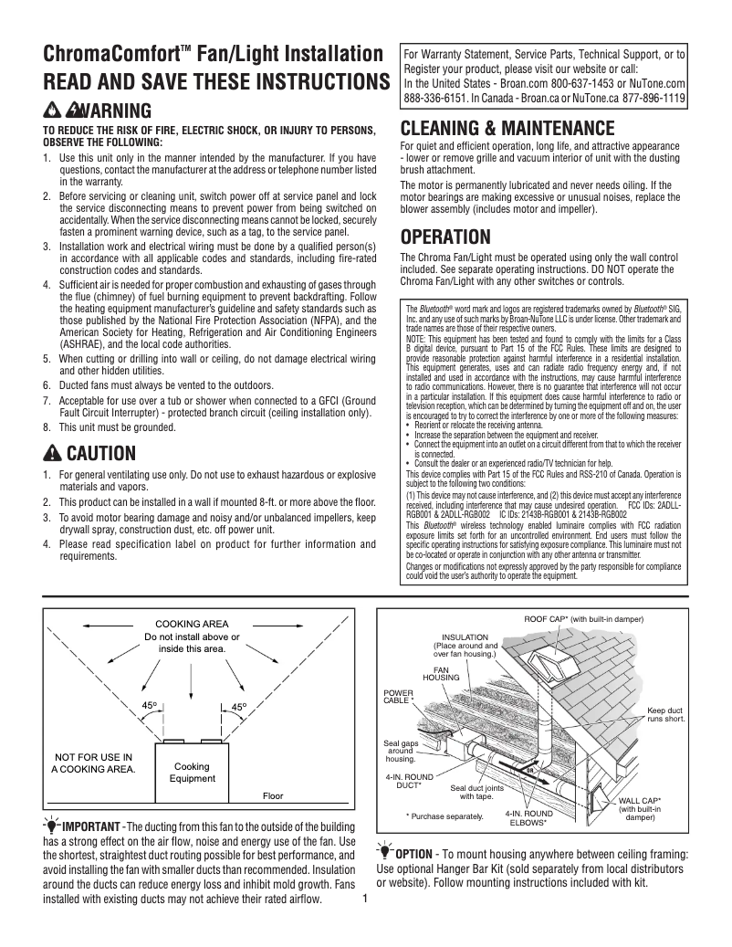 Page n°1 - Manuel utilisateur NuTone ChromaComfort