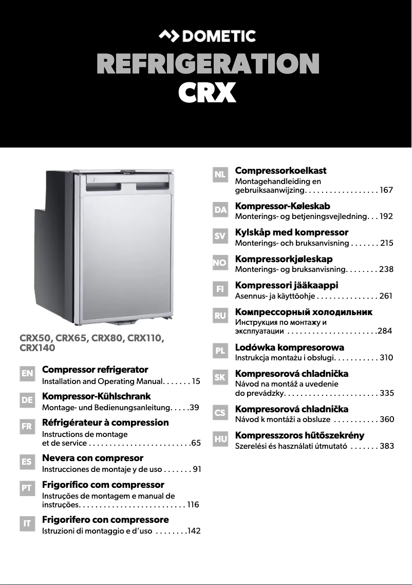 Page 1 de la notice Guide d'installation Dometic CoolMatic CRX 110S