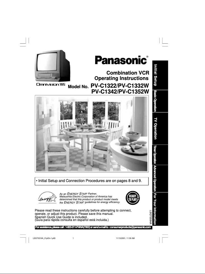 Page 1 de la notice Manuel utilisateur Panasonic PV-C1342