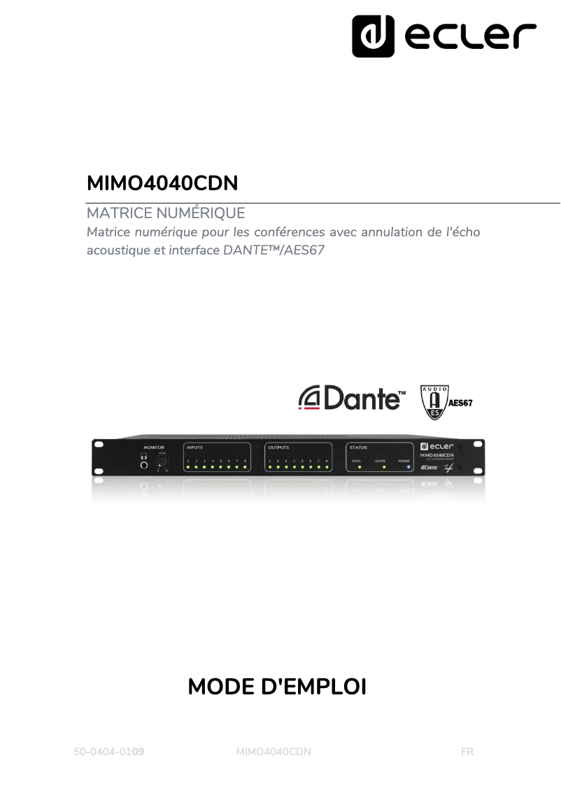 Page 1 de la notice Manuel utilisateur Ecler MIMO4040CDN