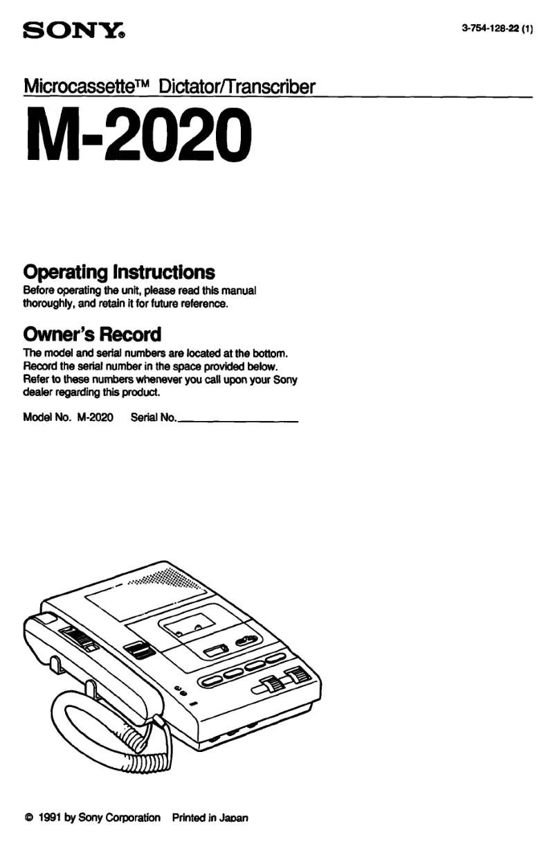 Page n°1 - Manuel utilisateur Sony M-2020