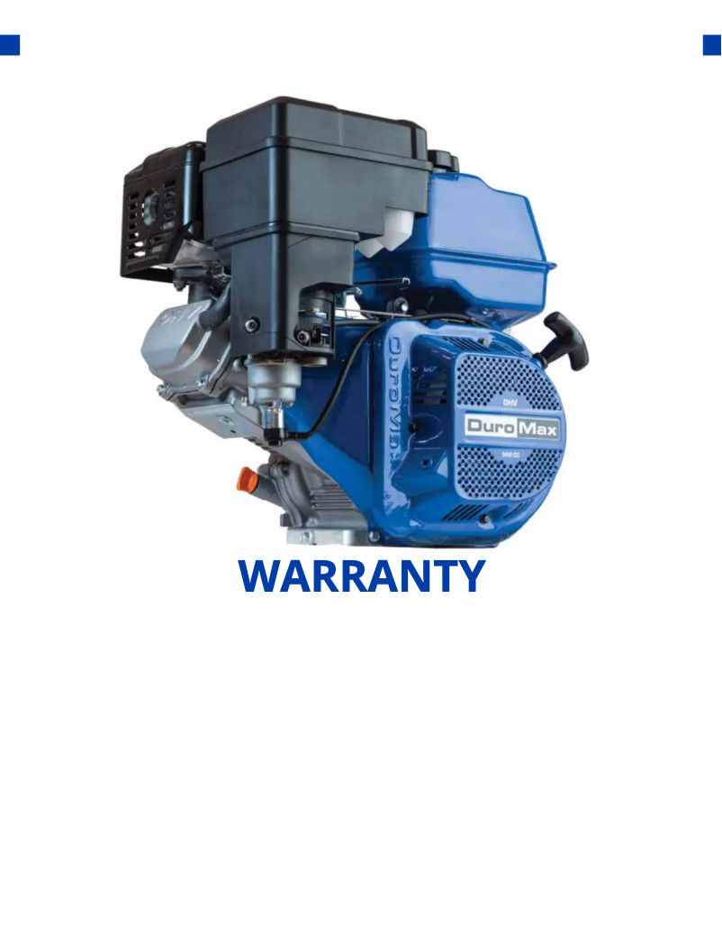 Page n°1 - Informations de garantie DuroMax XP20HP