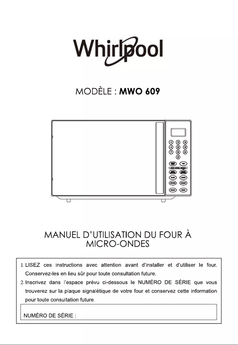 Image de la première page du manuel de l'appareil MWO 609 WH
