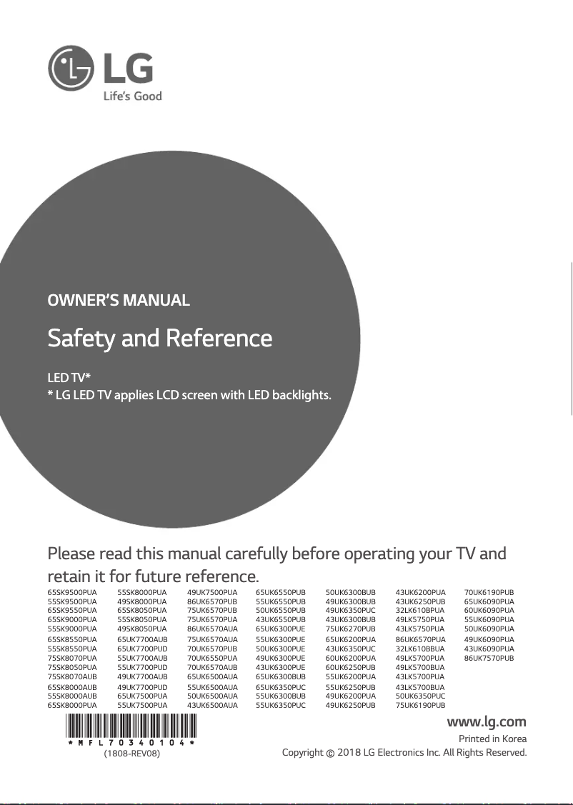 Página 1 del manual Manual de usuario LG 70UK6550PUA