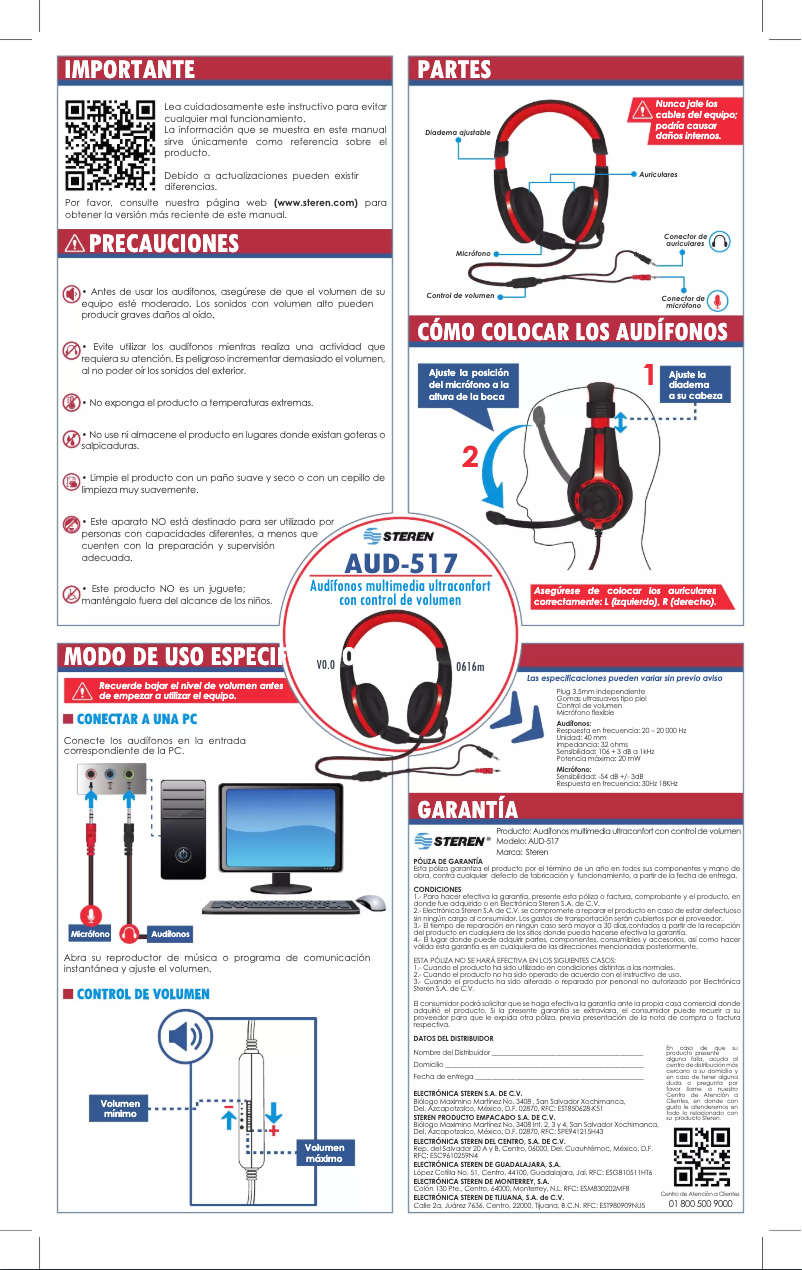 Page 1 de la notice Manuel utilisateur Steren AUD-517