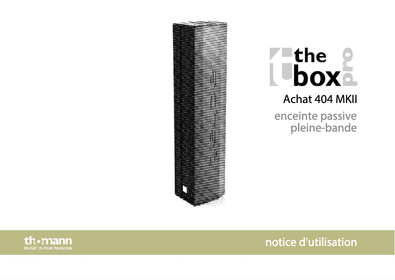 Page 1 de la notice Manuel utilisateur The Box Pro Achat 404 MKII