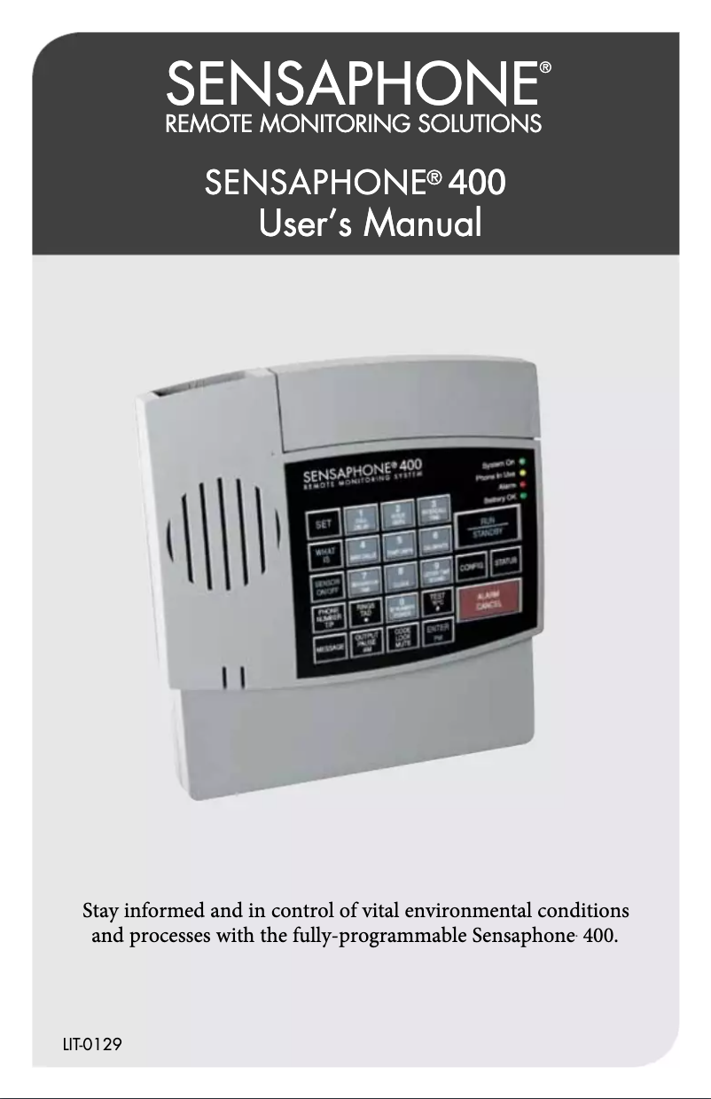 Page n°1 - Manuel utilisateur Sensaphone 400