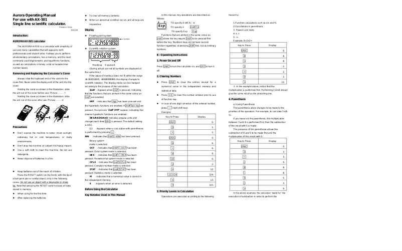 Page n°1 - Manuel utilisateur Aurora CK50