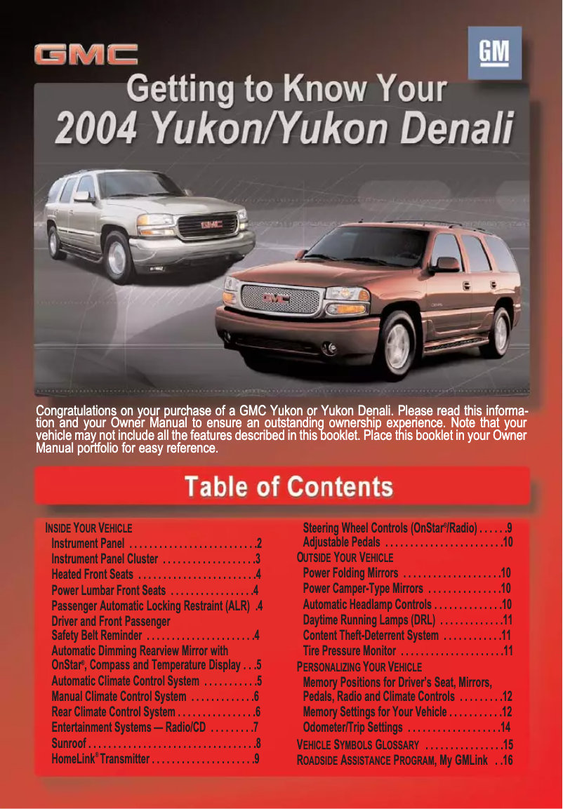 Image de la première page du manuel de l'appareil Yukon (2004)