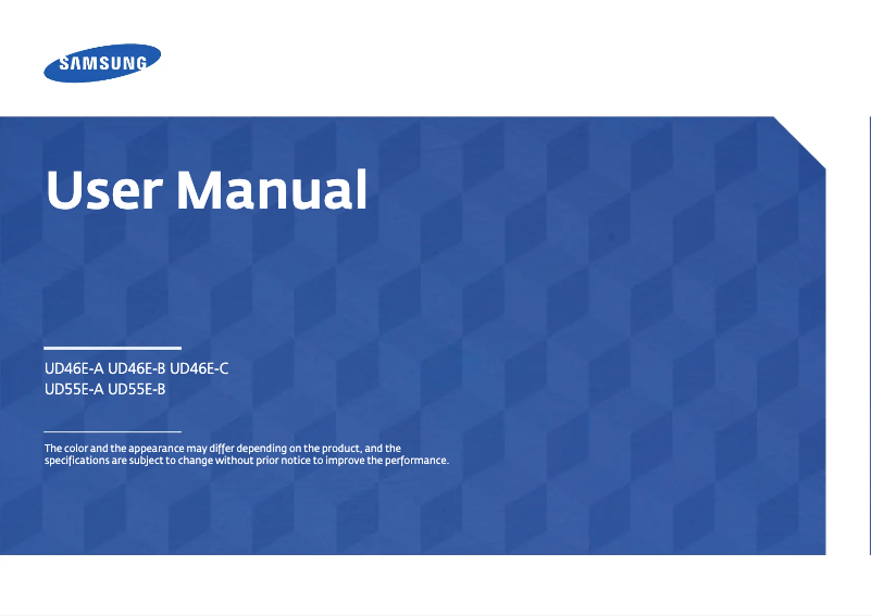 Page 1 de la notice Manuel utilisateur Samsung LH46UDEHLBB