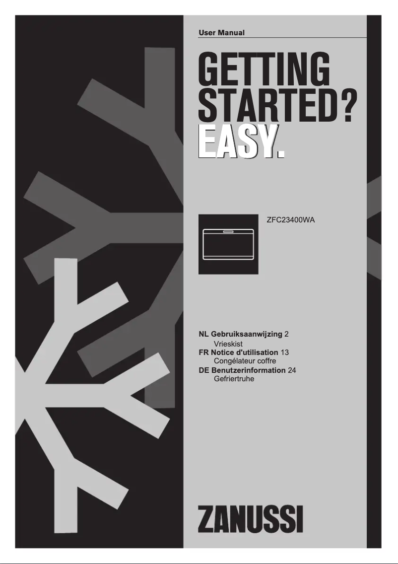 Page 1 de la notice Manuel utilisateur Zanussi ZFC 23400 WA