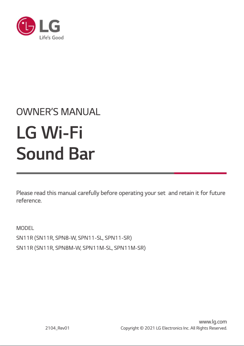 Page 1 de la notice Manuel utilisateur LG SN11R