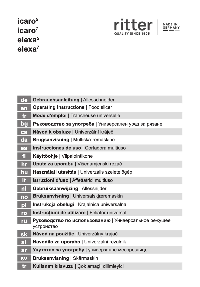 Image de la première page du manuel de l'appareil Icaro 5