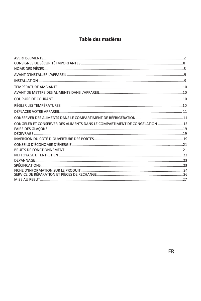 Image de la première page du manuel de l'appareil DD254NFWH