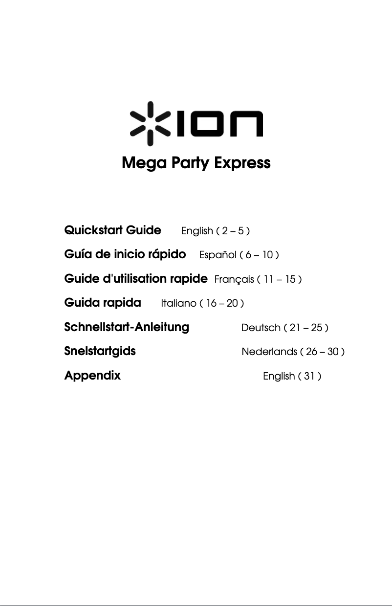 Page n°1 - Manuel utilisateur ION Mega Party Express