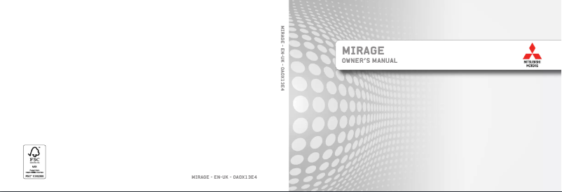 Page 1 de la notice Manuel utilisateur Mitsubishi Mirage (2013)