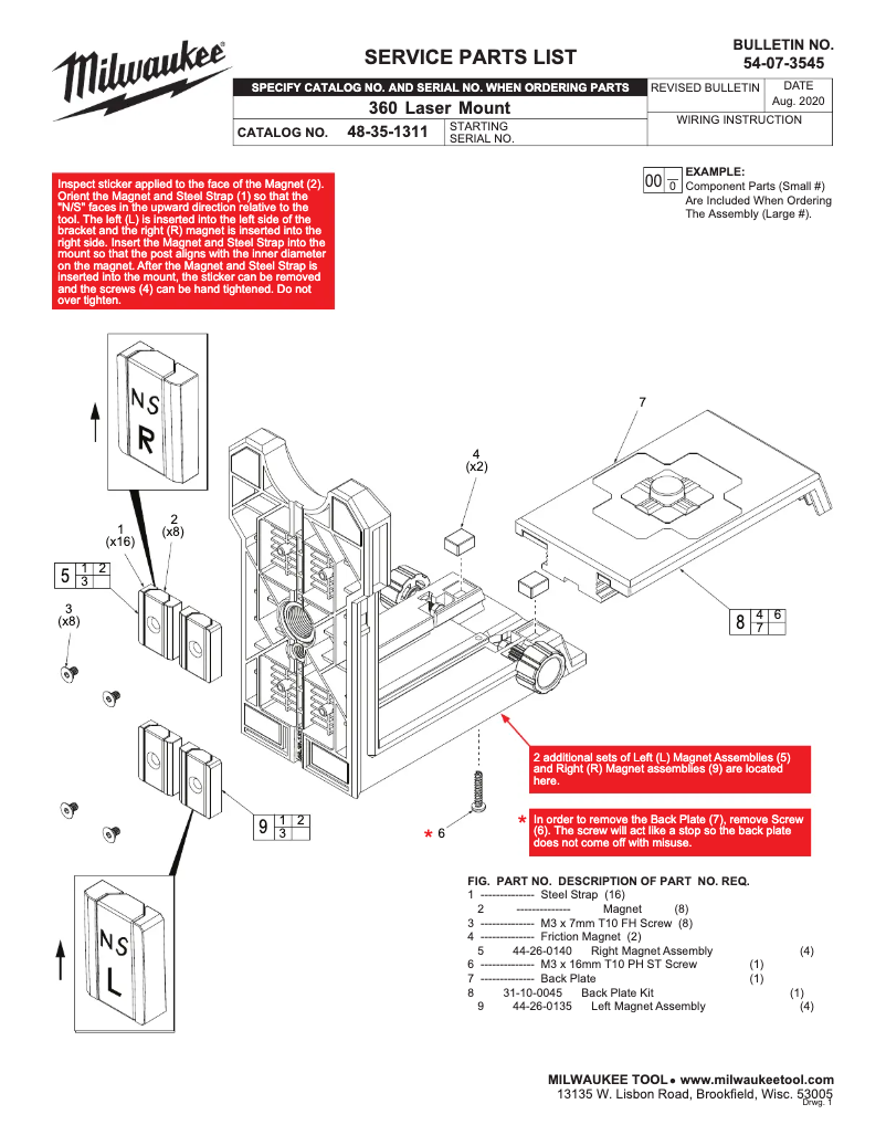 Page 1 de la notice Manuel utilisateur Milwaukee 48-35-1311