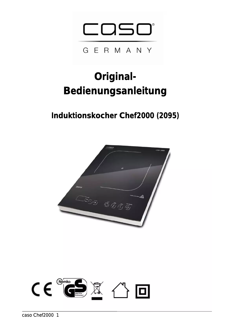 Page n°1 - Manuel utilisateur Caso Chef 2000