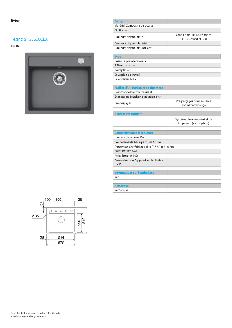Image de la première page du manuel de l'appareil Tesino STG5600CEA