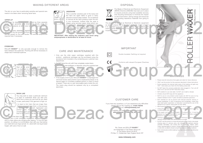 Page 1 de la notice Manuel utilisateur Rio WAXR