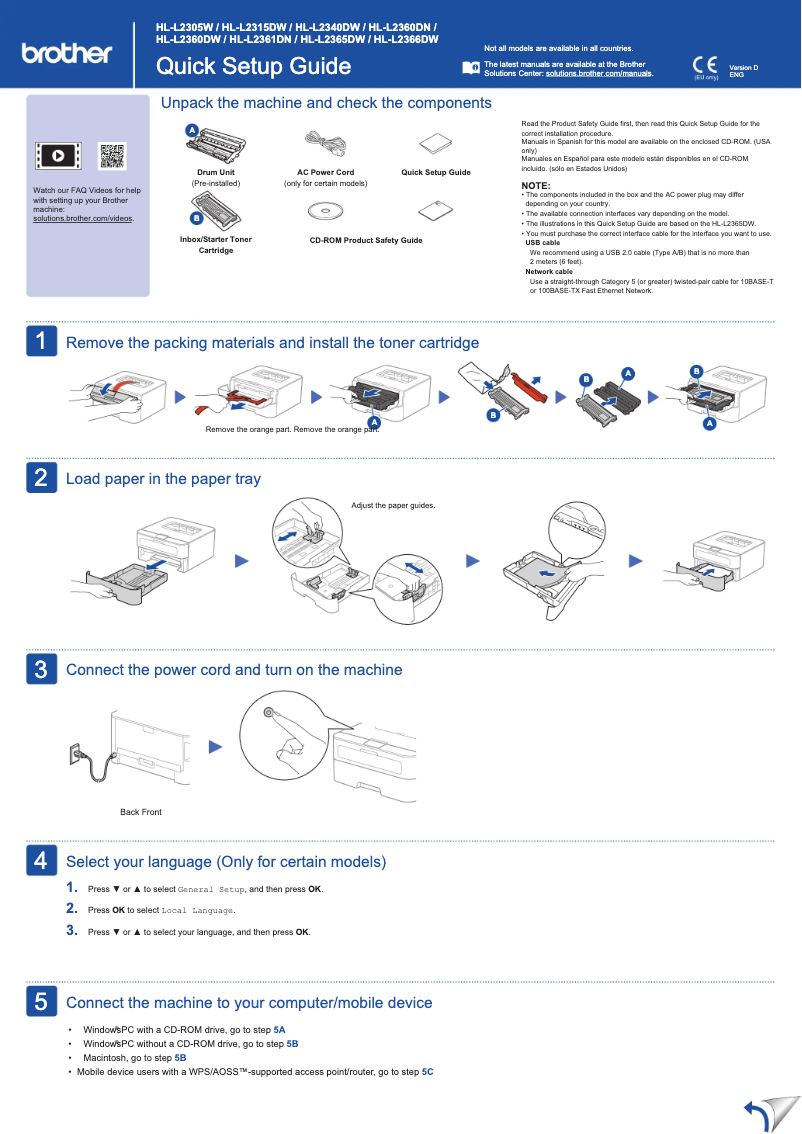 Page 1 de la notice Manuel utilisateur Brother HL-L2315DW