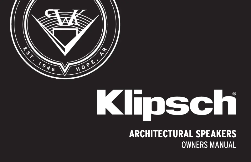 Page n°1 - Manuel utilisateur Klipsch Reference RW-5802 II