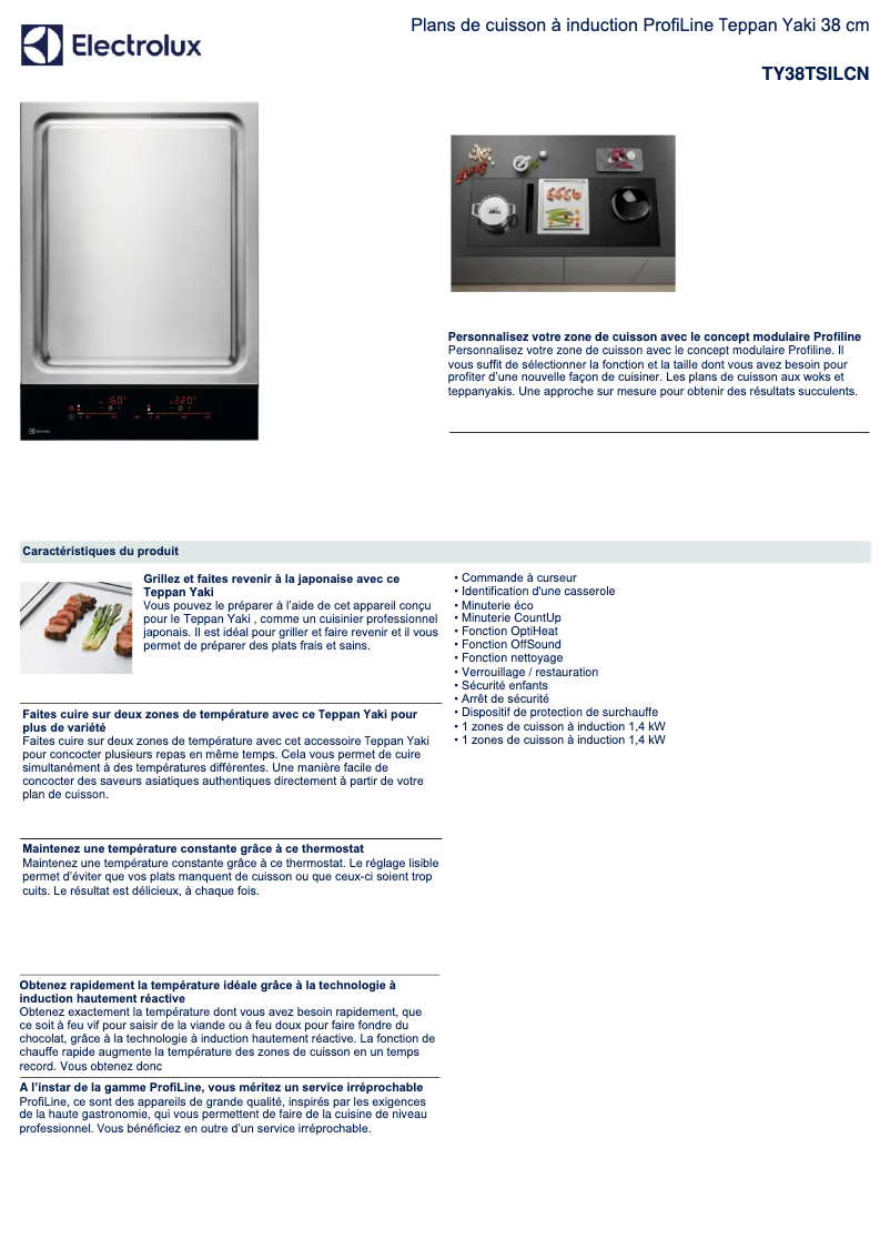 Page n°1 - Fiche technique Electrolux TY38TSILCN