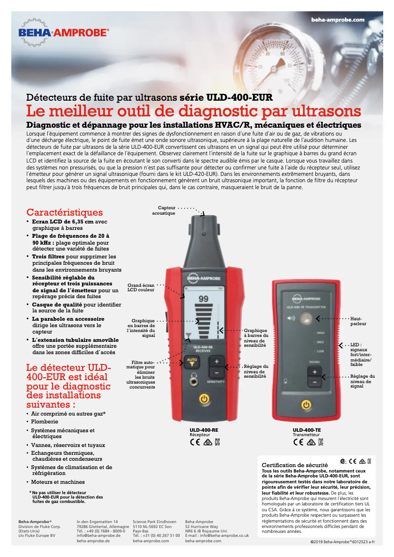Page n°1 - Fiche technique Beha-Amprobe ULD-410-EUR