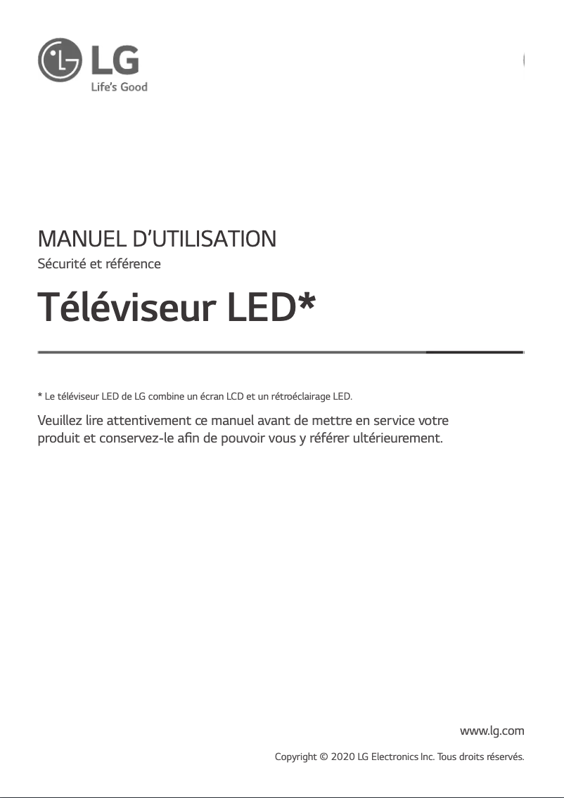 Page 1 de la notice Manuel utilisateur LG 65UN74006LB