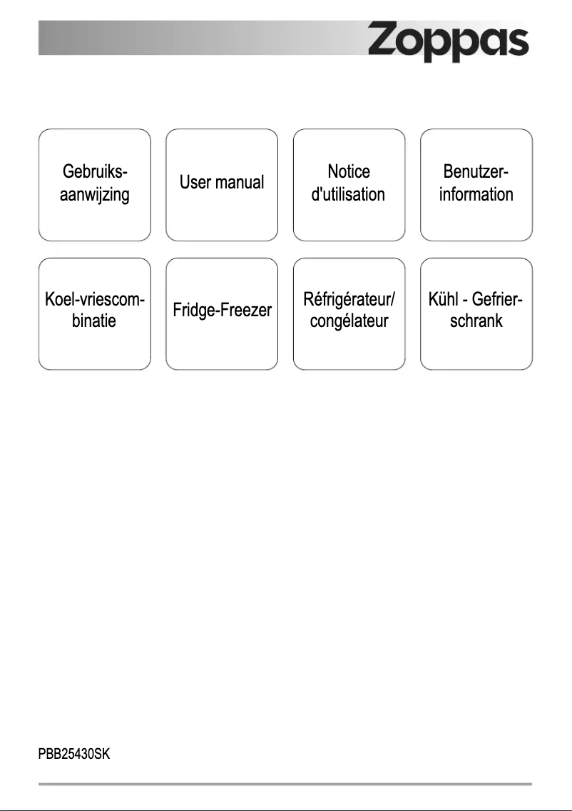 Page 1 de la notice Manuel utilisateur Zoppas PBB25430SK