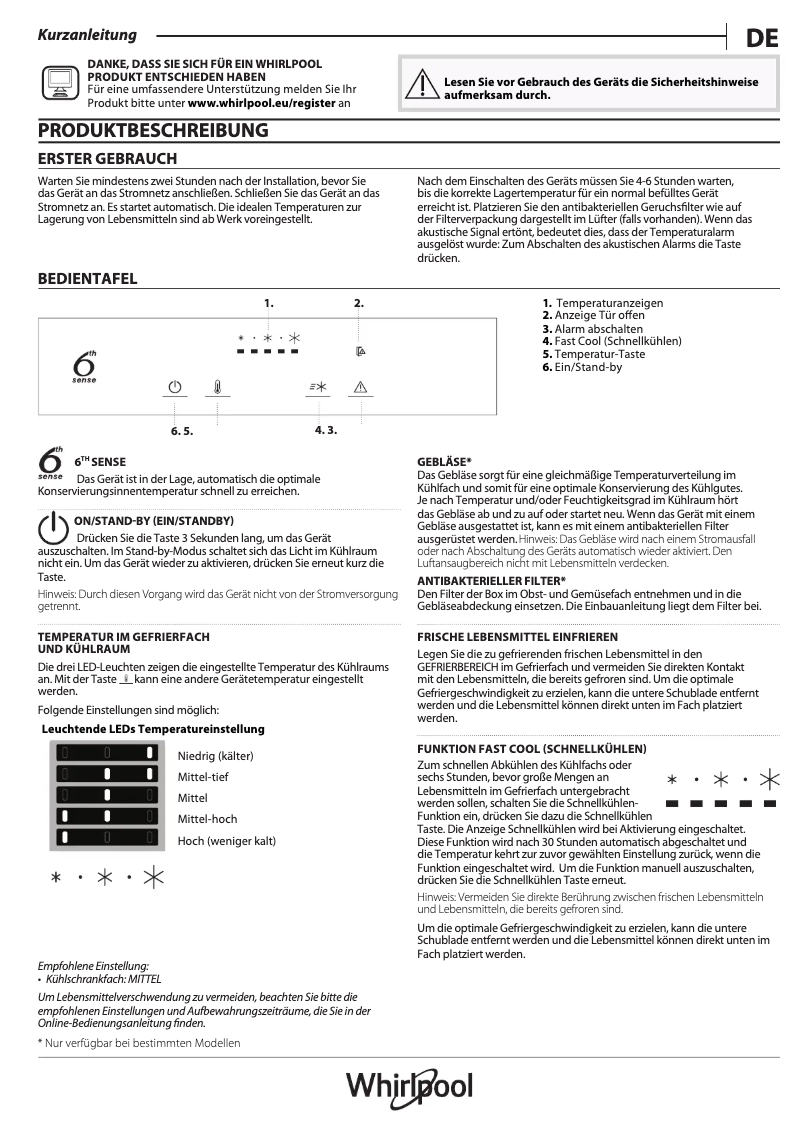 Page 1 de la notice Manuel utilisateur Whirlpool WHC20D023B1 SF