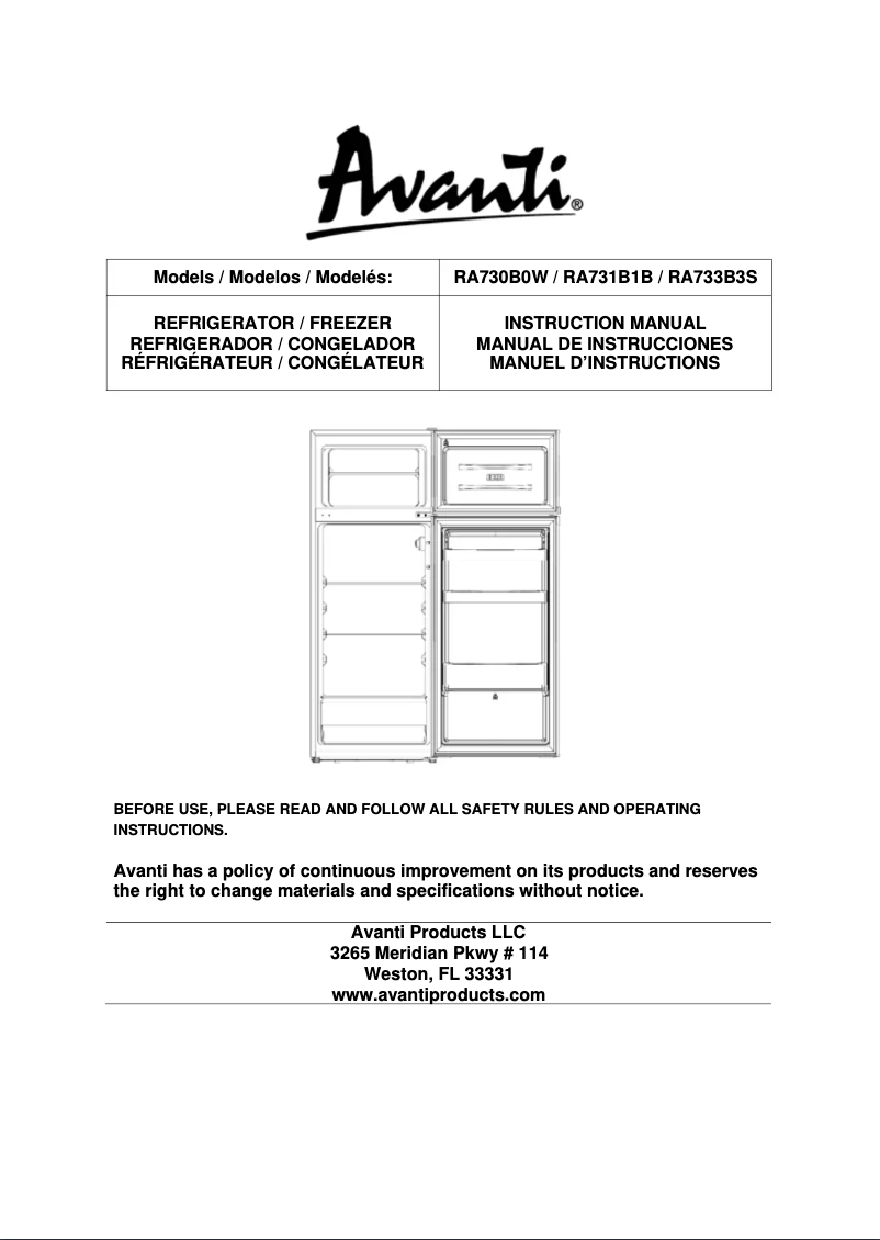 Image de la première page du manuel de l'appareil RA733B3S