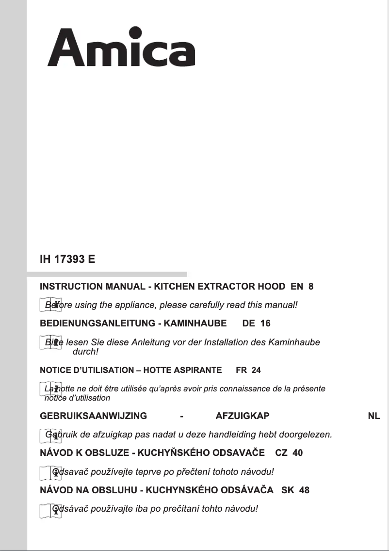 Page n°1 - Manuel utilisateur Amica IH 17393 E