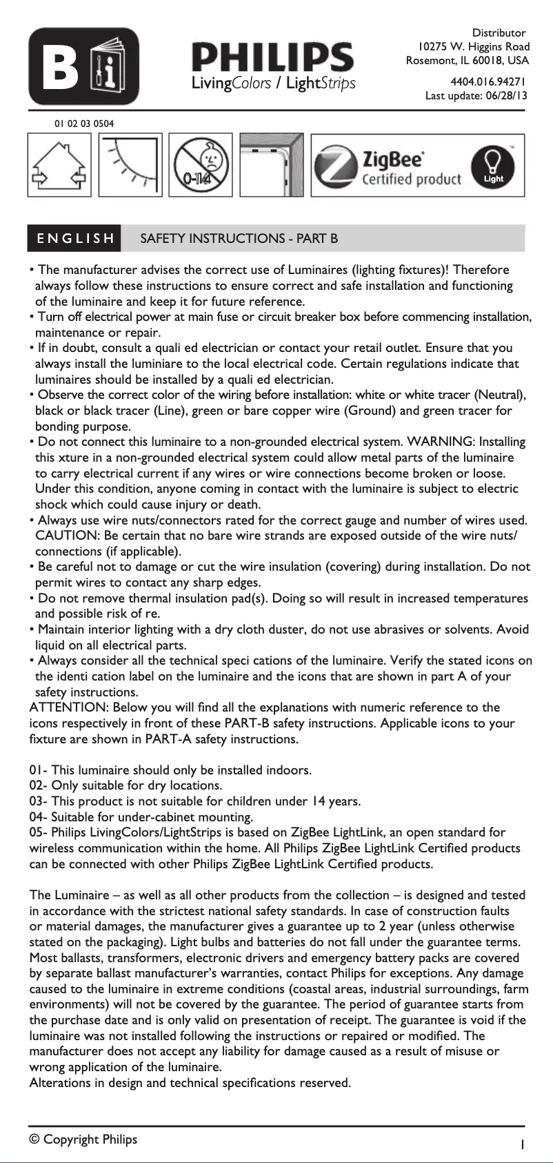 Page 1 de la notice Manuel utilisateur Philips hue 729976148