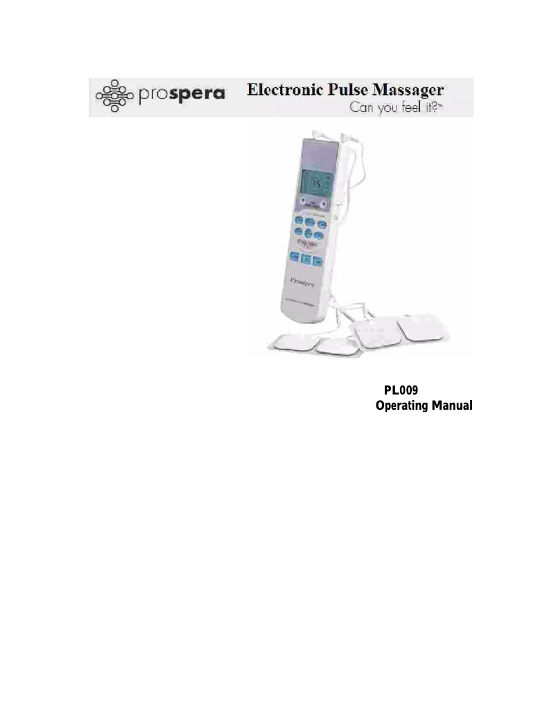 Page 1 de la notice Manuel utilisateur Prospera Electronic Pulse