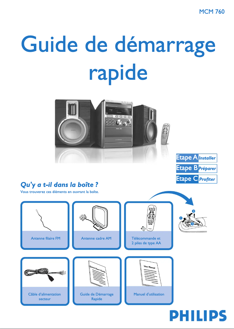 Page n°1 - Guide de démarrage rapide Philips MCM760