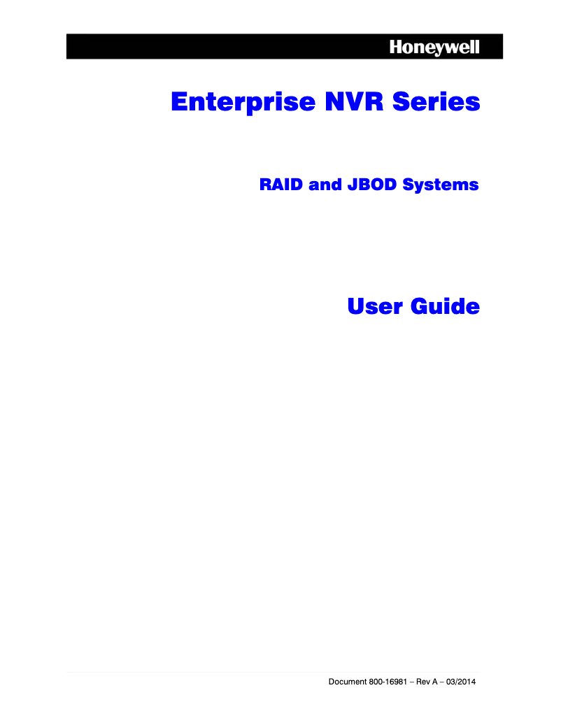 Page n°1 - Manuel utilisateur Honeywell Enterprise HERC96T24S